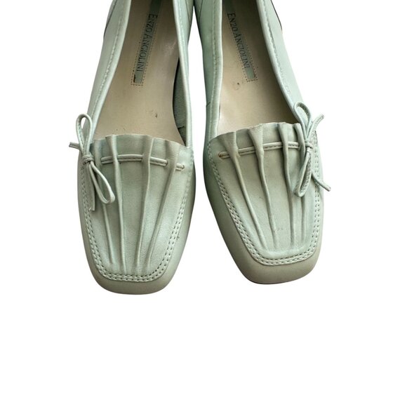 ENZO ANGIOLINI Light Green Seashell Leather Loafers Flats Size 5.5 - Picture 5 of 9